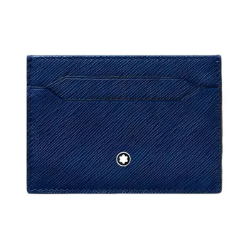 MONTBLANC Cow Leather Card Holder Men's Indigo Blue