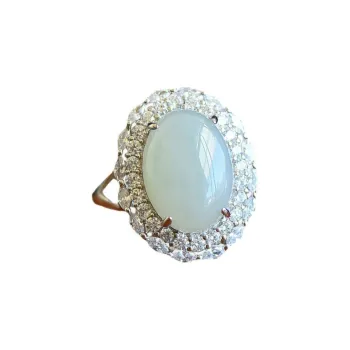 WEITIANXUAN Hetian Jade Rings White Jade/Pale Greenish White Jade Unisex