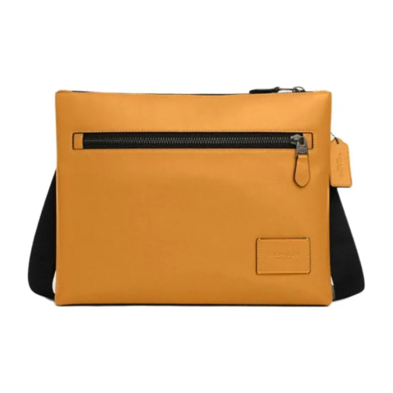 COACH Calfskin Crossbody Bag Unisex Mustard Yellow-0