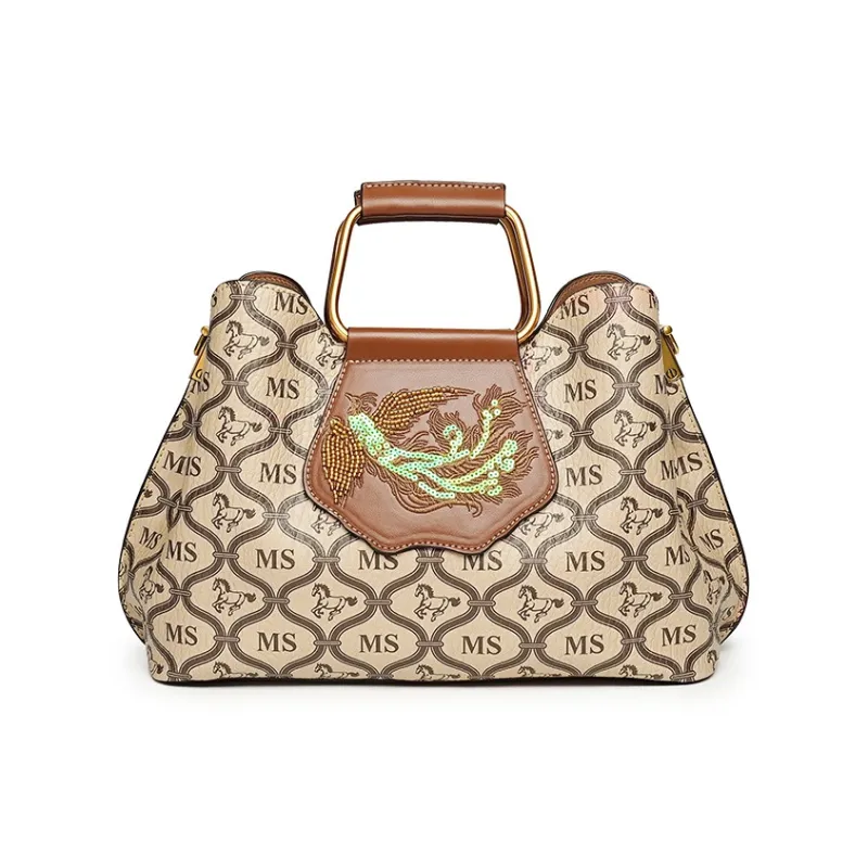 OKEKE Polyester Handbag Medium Size Unisex Brown-0
