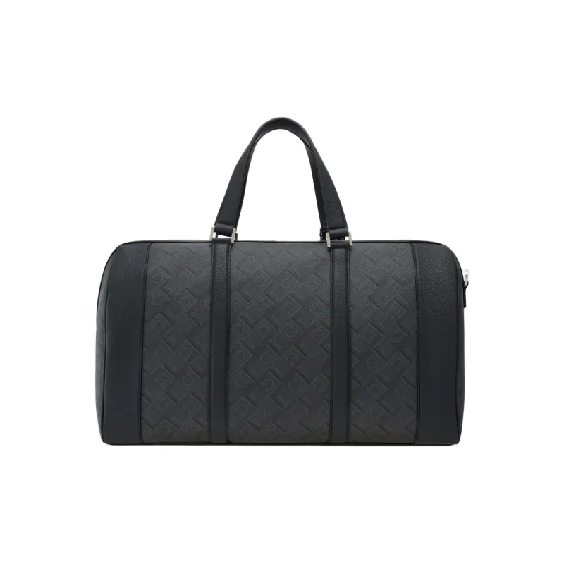 FERRAGAMO Polyurethane Portable One Shoulder Travel Bag Men's Gray & Black-3