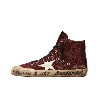 Golden Goose Francy Penstar High-Top Skateboard Shoes Women's Burgundy
