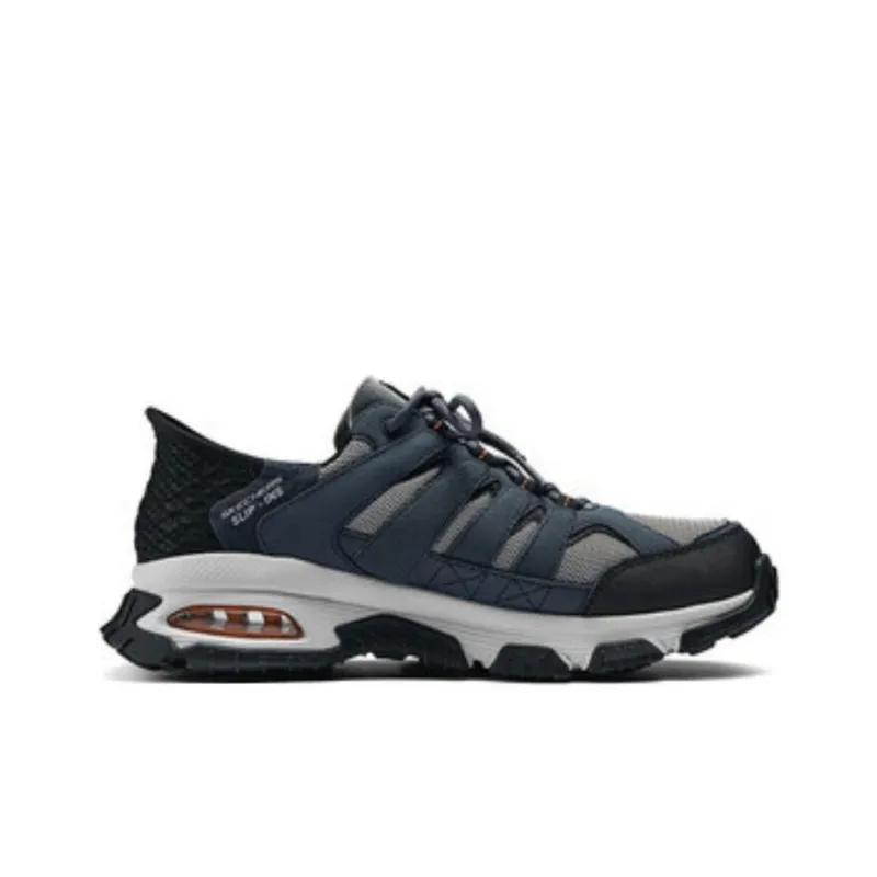 Skechers Breathable Lightweight Low-Top Trail Running Running Shoes Men's Black Blue-1