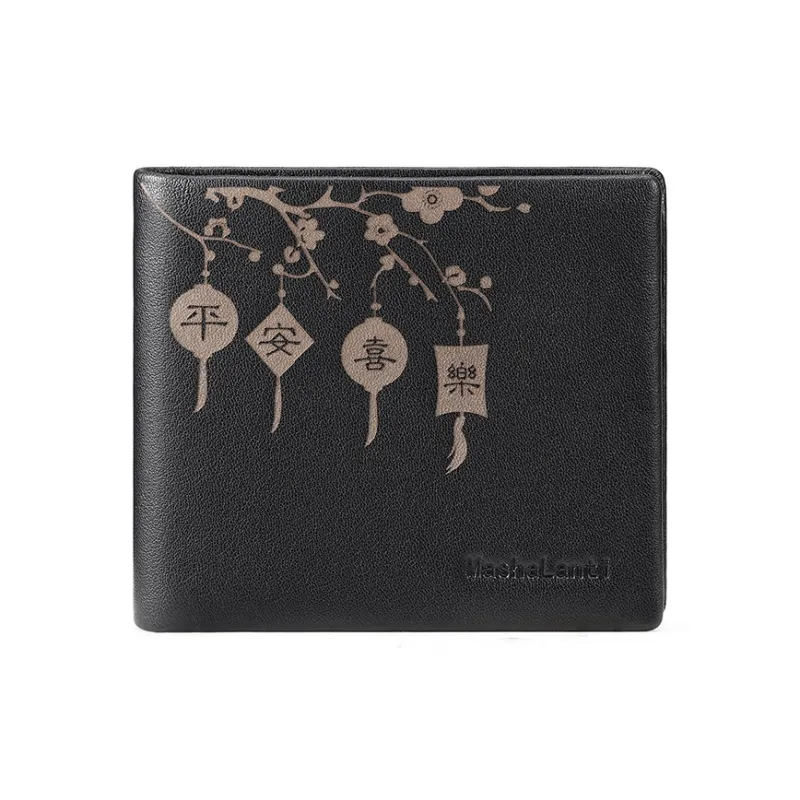 MashaLanti Cow Leather Patchwork Synthetic Leather Wallet Regular Men's Black-3
