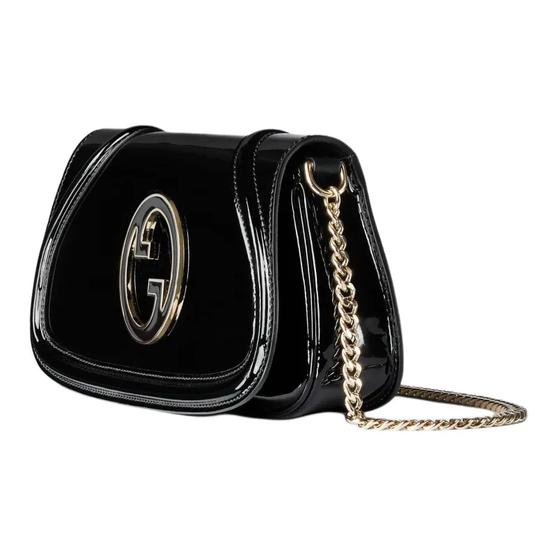 GUCCI Blondie Patent Leather Crossbody Bag, Shoulder Bag Trumpets Women's Black-1