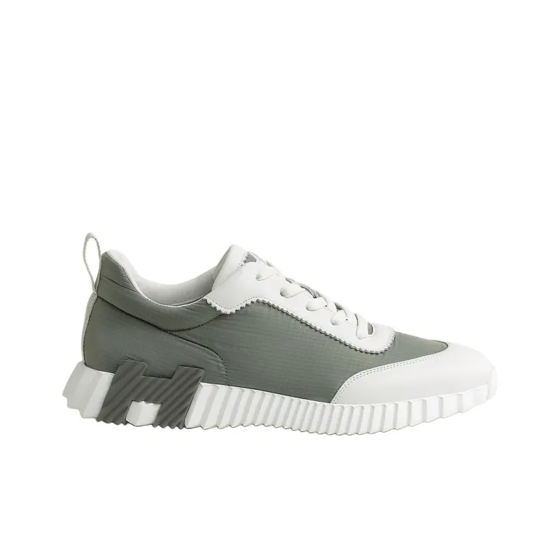 HERMES Bouncing Low Top Casual Shoes Men's Green-1