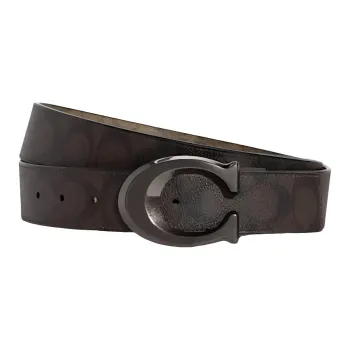 COACH Polyvinyl Chloride Leather Belts Men's Brown 3.8cm