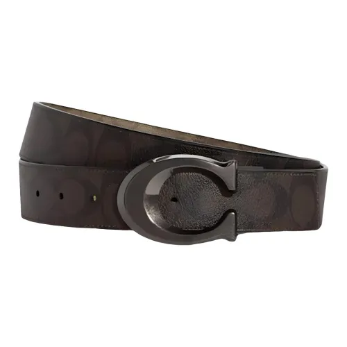 COACH Polyvinyl Chloride Leather Belts Men's Brown 3.8cm