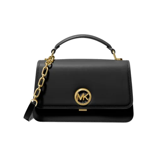 MICHAEL KORS Delancey Split Cow Leather Shoulder Bag, Crossbody Bag, Handbag Medium Size Women's Black