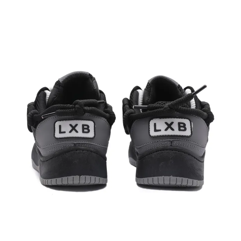 Mengsai Puffy Shoes Low Top Skateboard Shoes Men's Black-4