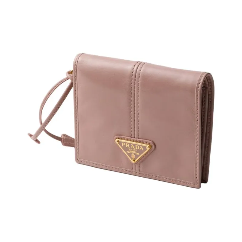 PRADA Leather Wallet Small Size Women's Rose Red-1