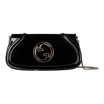 GUCCI Blondie Patent Leather Crossbody Bag Shoulder Bag Small Size Women's Black