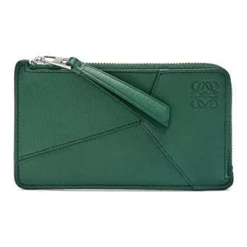 LOEWE Puzzle Calfskin Card Holder Men's Evergreen