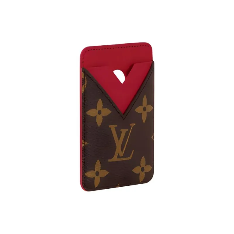 LOUIS VUITTON Coated Canvas Card Holder Unisex Silk Red-1