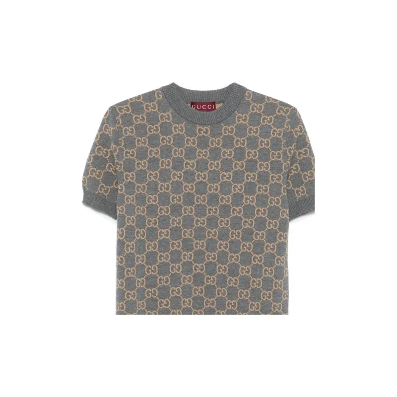GUCCI Monogrammed Intarsia Short Sleeved Jumper-4