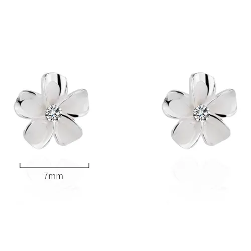 NUSQ Sterling Silver With Zircon Stud Earrings Women's