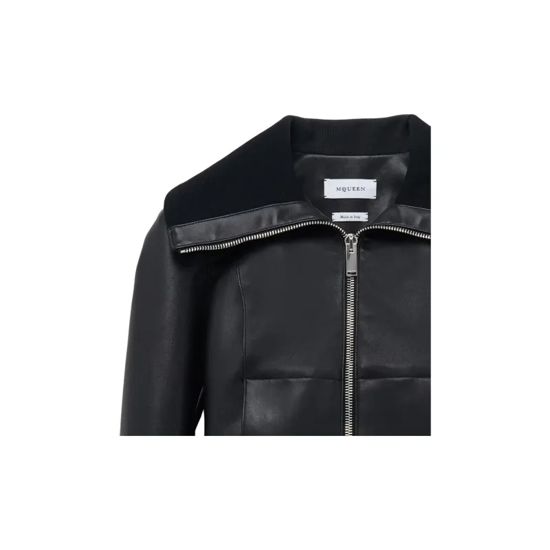 Alexander McQueen Folded Collar Leather Jacket-5
