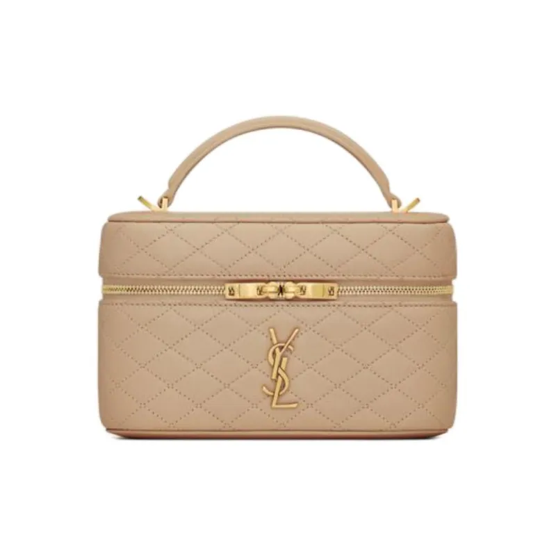SAINT LAURENT GABY Lambskin Makeup Bag, Shoulder Bag, Crossbody Bag, Handbag Women's Toffee-0