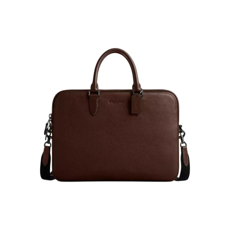 COACH Gotham Leather Portable One Shoulder Crossbody Briefcase Tubas Men's Red Brown-2