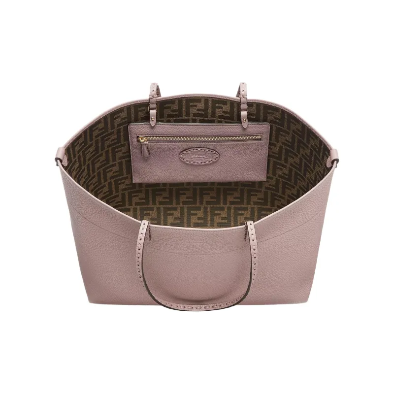 FENDI Calfskin Tote Bag Shopping Bag Handbag Shoulder Bag Medium Size Women's Pink-3