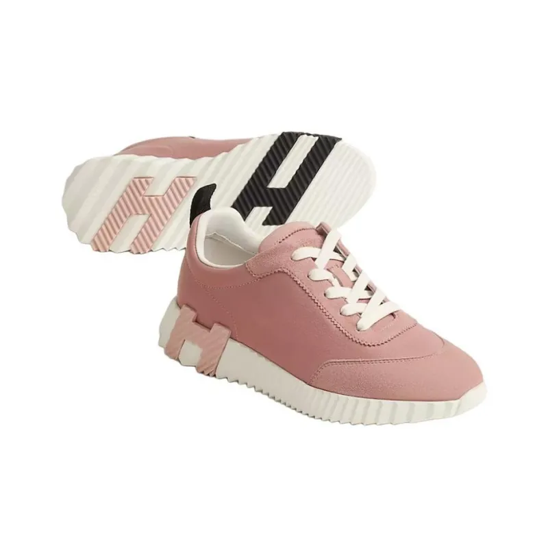 HERMES Bouncing Low Top Casual Shoes Women's Pink-4
