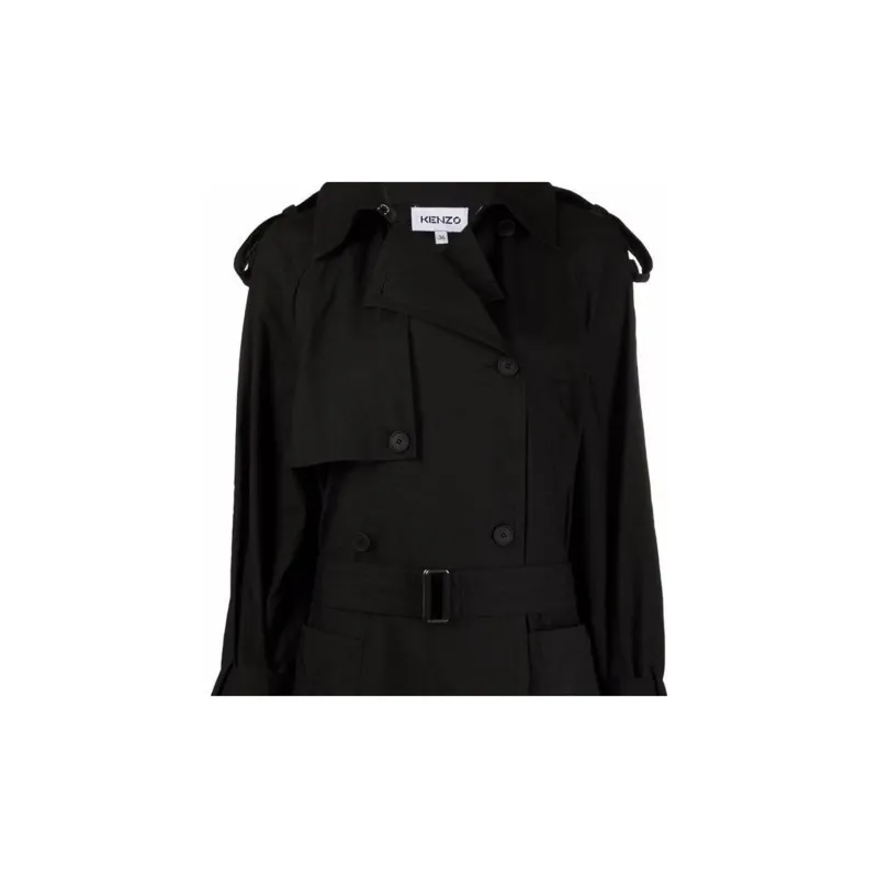 KENZO Trench Coats Women's Black-4