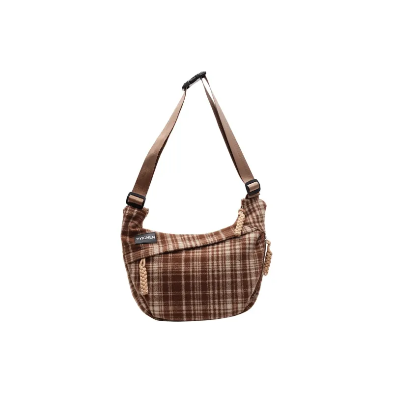 Yalu Woolen Crossbody Bag Regular Women's Black/Dark Coffee/Light Coffee/Red-4