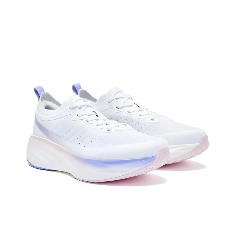 QIAODAN Yikes Shock Absorbers Low Top Running Shoes Women's White Pink Purple-3
