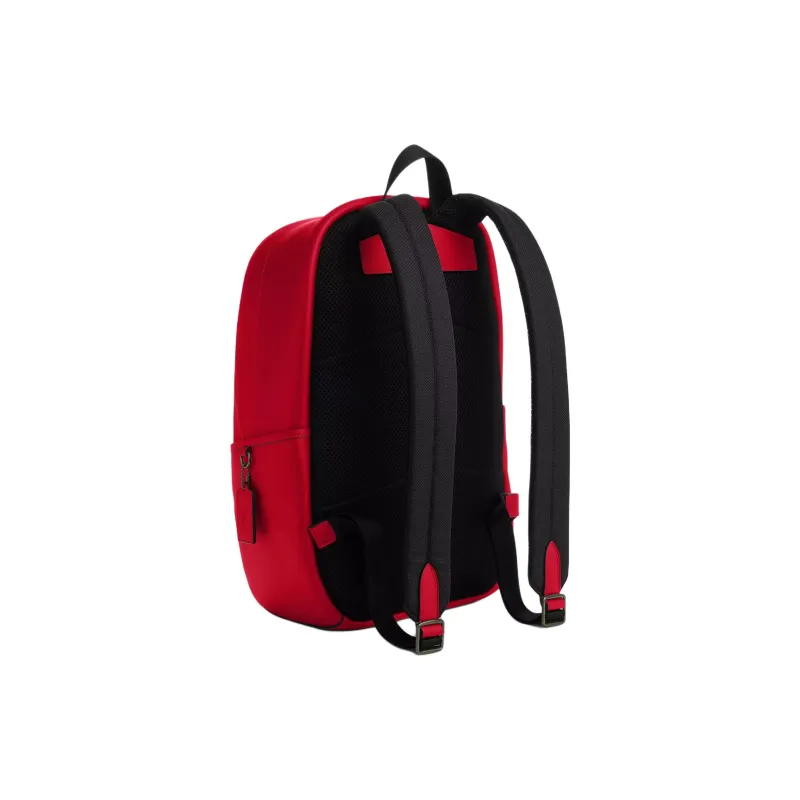 COACH Edge Coated Canvas With Calfskin Backpack Large Size Men's Tan & Bold Red-1