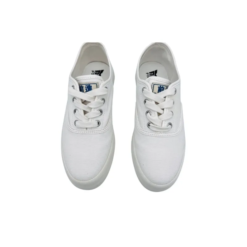 QIANJIN Street Fashion Slip Resistant, Abrasion Resistant, Lightweight Low Top Canvas Shoes Unisex Ecru-2