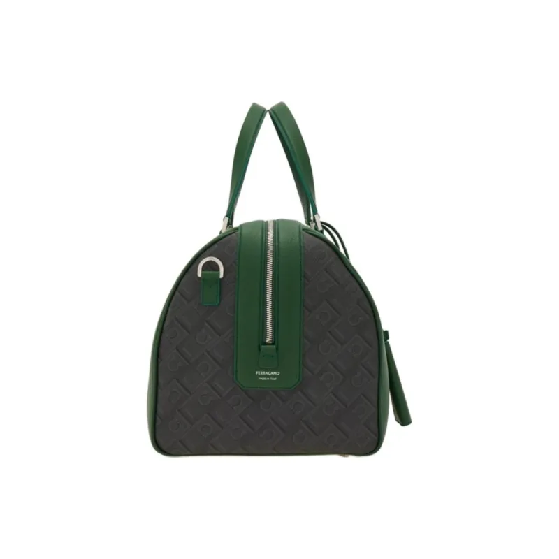 FERRAGAMO Polyurethane Portable One Shoulder Travel Bag Men's Green & Gray-2