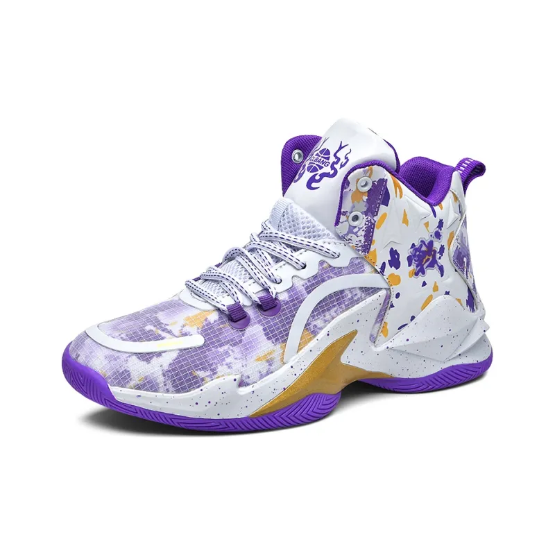 SOURCE Basketball Shoes Unisex High Top White Purple/White Gray/White Moon/White Blue-1