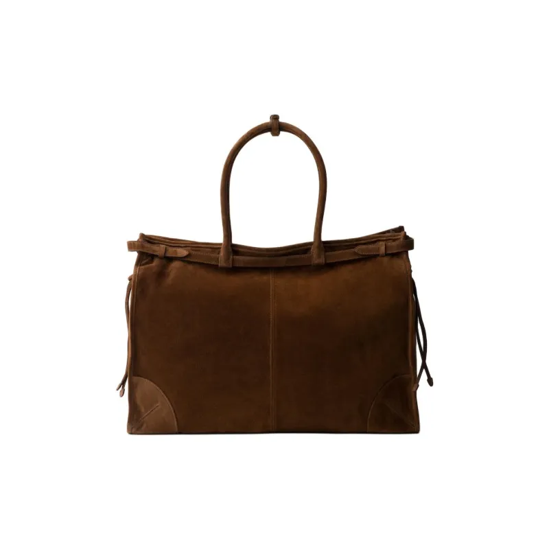 PRADA Leather Tote Bag, Shopping Bag, Handbag Women's Brown-2