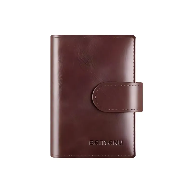 Banyanu Cow Leather Card Holder Regular Unisex Coffee/Black/Khaki/Blue/Burgundy/Purple-2
