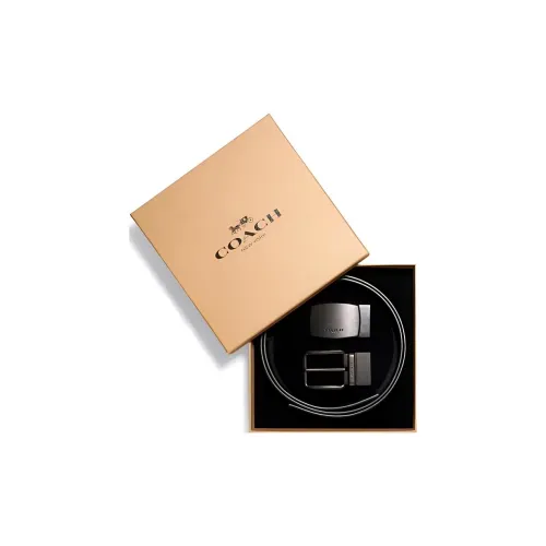 COACH   Belt Men's Black Gray Color Width  3.8cm
