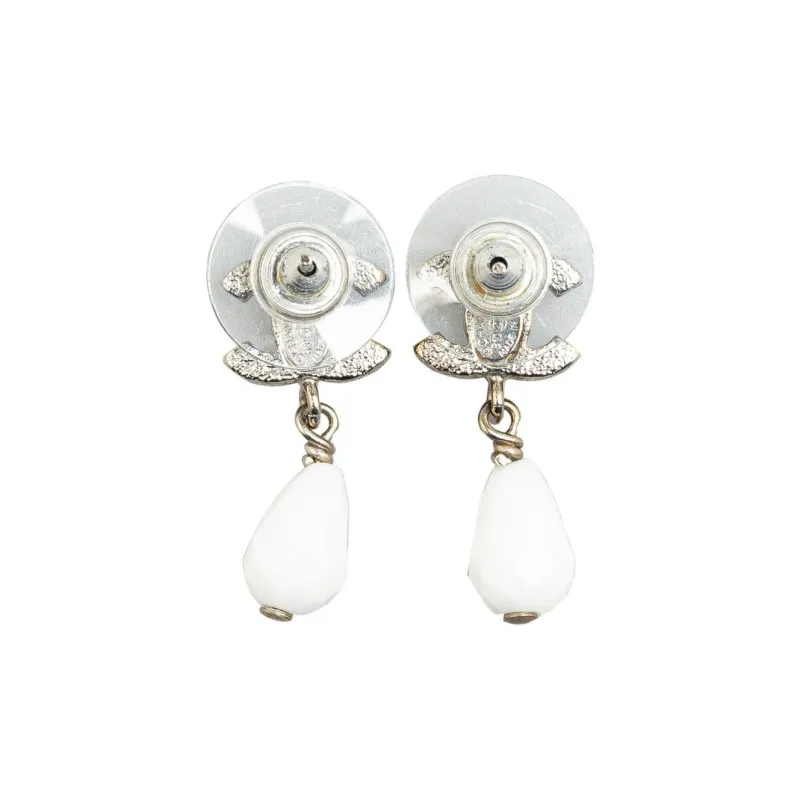 CHANEL 2010 Cc Lacquered Bead Swing Push Back Costume Earrings-2