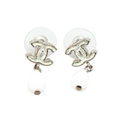 CHANEL 2010 Cc Lacquered Bead Swing Push Back Costume Earrings