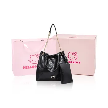 MESUCA Sanrio Hello Kitty Series PU Tote Bag, Shopping Bag, Crossbody Bag, Shoulder Bag Women's Black/Brown