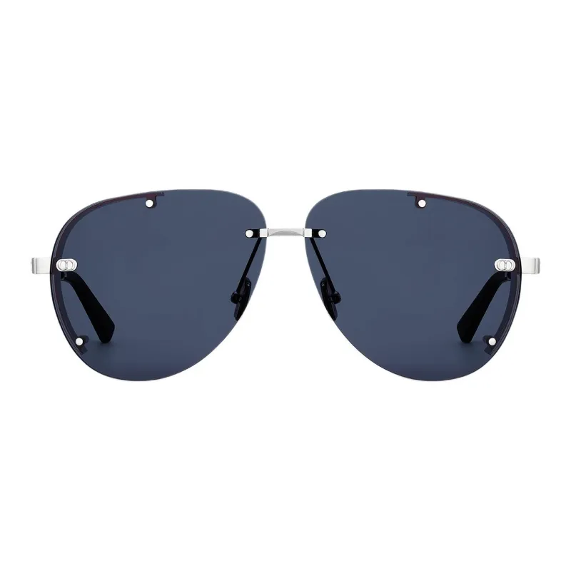 DIOR Metal Rubber Aviator Sunglasses Unisex Silver-1