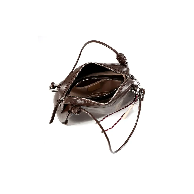 Vigno Synthetic Leather Shoulder Bag Regular Women's Coffee/Coconut Shell Brown/Black/Red-6