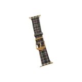 Pink Gray Plaid/Christmas Color Scheme Collection Woolen Leather Strap
