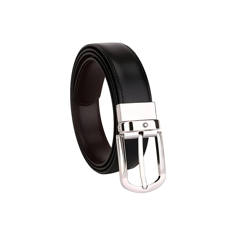 MONTBLANC Cow Leather Belts Men's Black 3cm-1