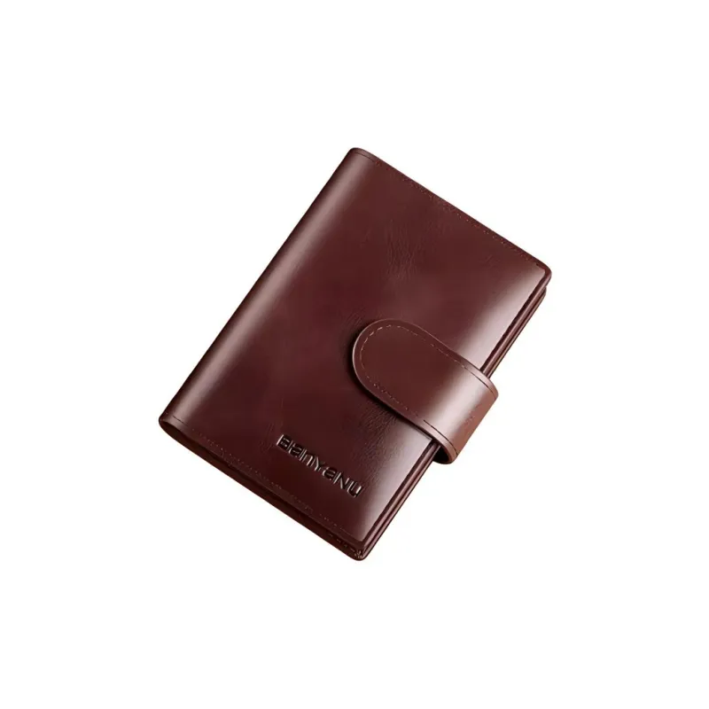 Banyanu Cow Leather Card Holder Regular Unisex Coffee/Black/Khaki/Blue/Burgundy/Purple-3