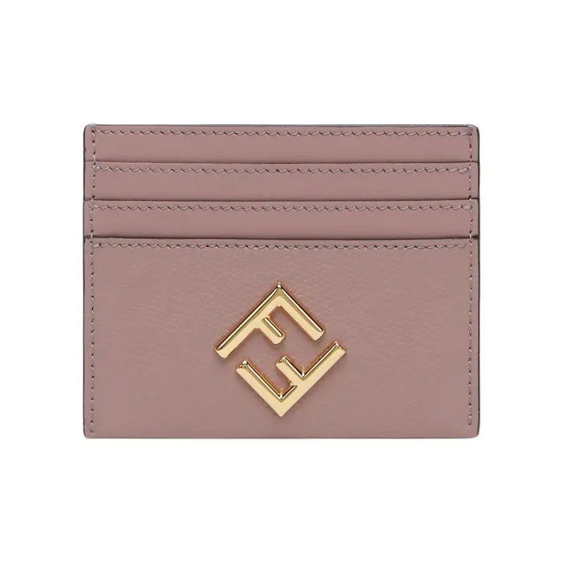 FENDI FF Diamonds Series Calfskin Card Holder Women's Pink-0