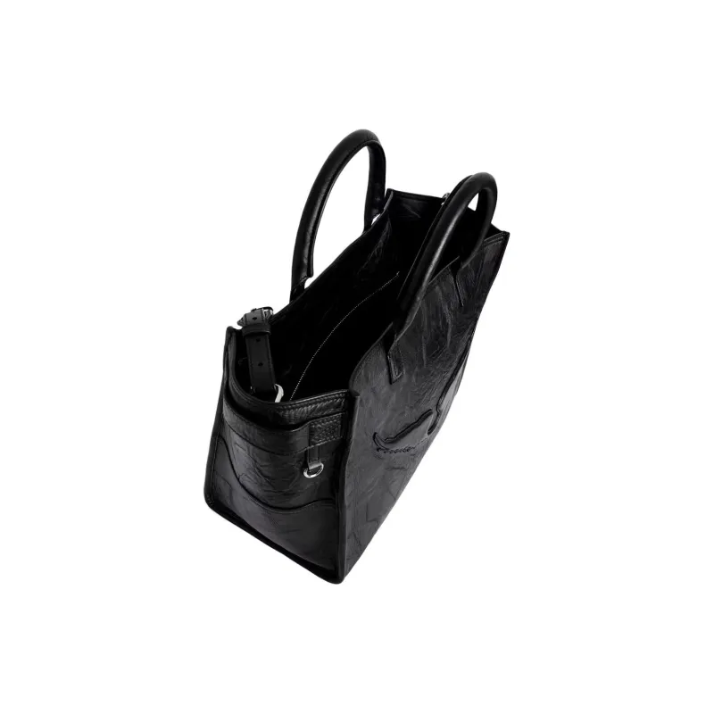 Zadig & Voltaire Cow Leather Tote Bag, Shopping Bag, Handbag Women's Black-4
