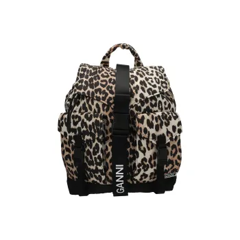 GANNI Leopard Printed Drawstring Backpack