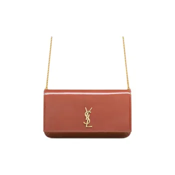 SAINT LAURENT CASSANDRE Calfskin With Lambskin Cell Phone Pouch, Shoulder Bag Women's Gentle Rose