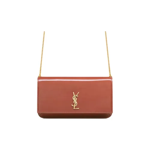 SAINT LAURENT CASSANDRE Calfskin With Lambskin Cell Phone Pouch, Shoulder Bag Women's Gentle Rose