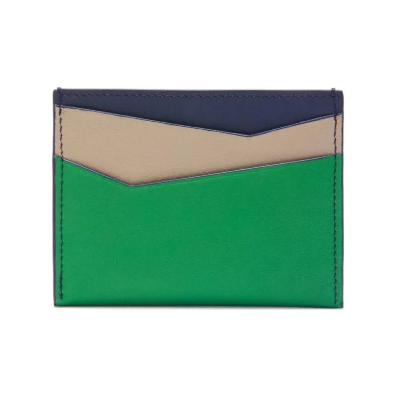 LOEWE Puzzle Calfskin Card Holder Men's Sand & Tropical Green-1
