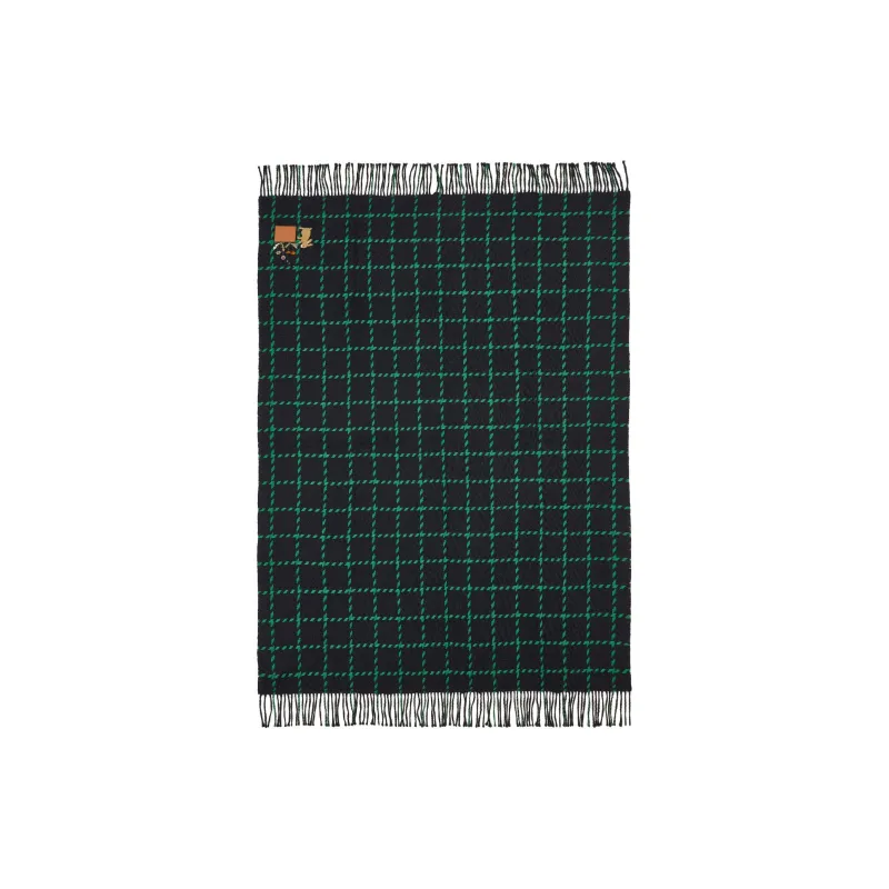 LOEWE Wool Cashmere Knit Scarves Women's Green/Blue-0